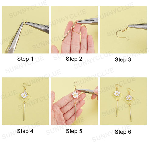 SUNNYCLUE 1 Box DIY 10 Pairs Thanksgiving Day Daisy Flower Charms Earrings Making Starter Kit White Enamel Flower Charms Glass Beads Linking Rings...