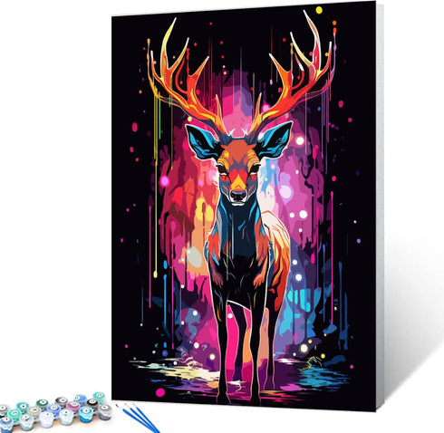 Tucocoo Graffiti Deer Paint by Number for Adults, DIY Digital Oil Painting Kits on Canvas with Brushes and Acrylic Pigment, Animal Realistic Carto...