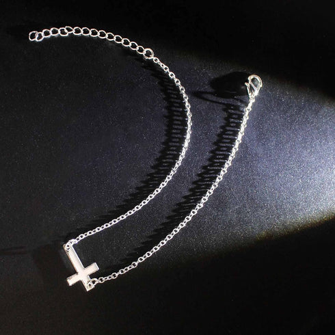 Boho Cross Anklet Bracelet Silver Crucifix Ankle Chain Cross Pendant Foot Chain Minimalist Summer Beach Anklet Foot Jewelry Gifts for Women Girls...