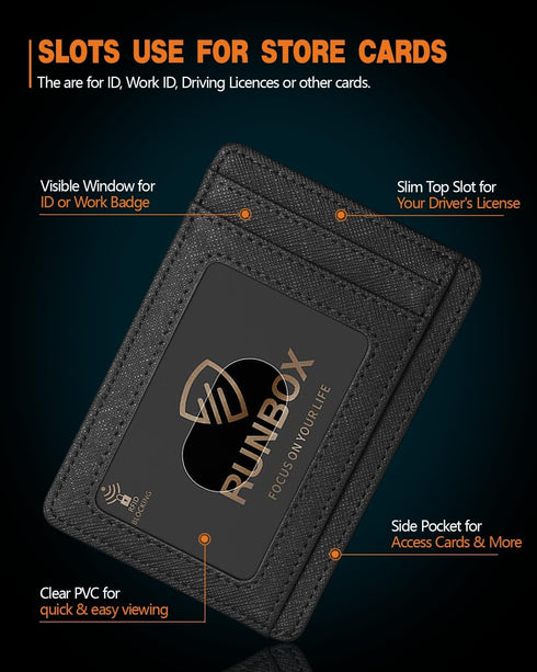 RUNBOX Slim Minimalist RFID Blocking Wallet for Men Women Front Pocket Leather Gift Box...