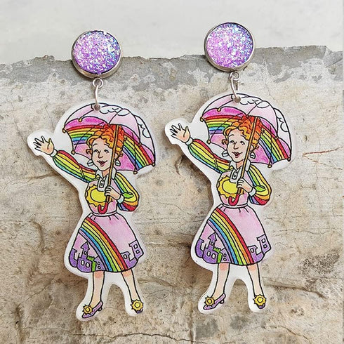 Teacher Student Dangle Earrings Acrylic Cute Crayons Rainbow book Earrings for Women Back to School Gradution Reading Events Jewelry for Teacher-3...