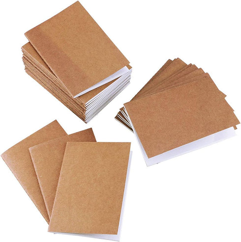 24 Pack Unlined Blank Books,Mini Pocket Kraft Brown Soft Cover Unruled Plain Travel Journal Notebooks for Travelers Students Office Class Writing ...