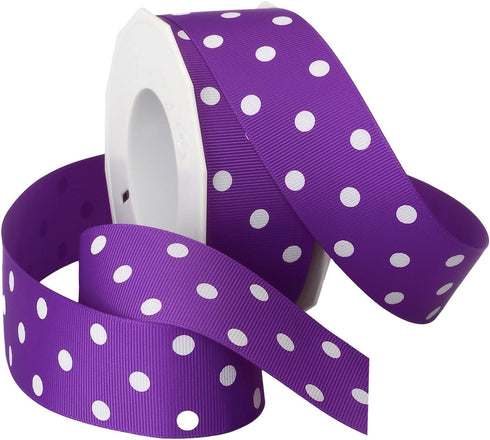 Morex Ribbon Grosgrain Dot 1-1/2-Inch by 20-Yard Spool, Purple with White Dots (Model: 3908.38/20-465)...