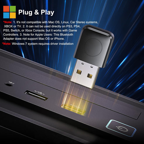 USB Bluetooth Adapter for PC, Bluetooth 5.4 Dongle Receiver, Plug and Play for Windows 11/10/8.1, Bluetooth Receiver & Transmitter for Bluetooth K...