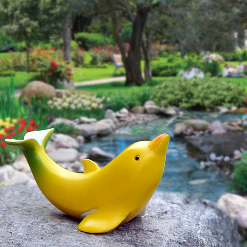 Lhocm Cute Banana Dolphin Home Decor Garden Statues, Funny Dolphin Ornaments Handmade Garden Gnomes for Garden, Home, Living Room, Office, Pool De...