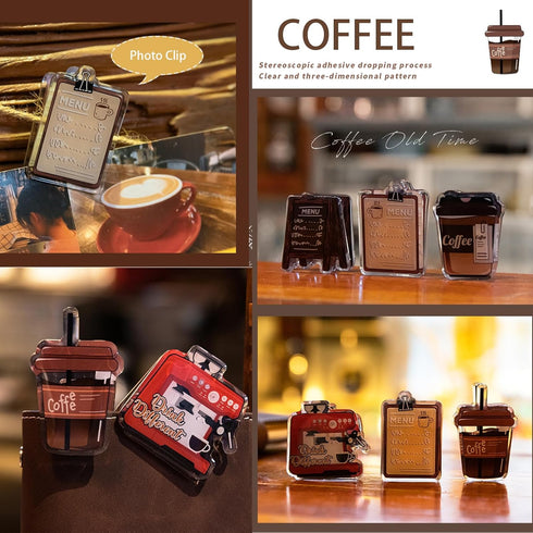 Doraking 2PCS Latte Coffee Acrylic Paper Photo Clip Holder, Chip Bag Binder Sealing Clips for Food Packages, Office Supply...
