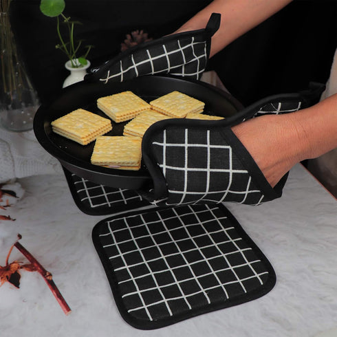 Heat Resistant Potholders Hot Pads-6 Kitchen Pot Holders Set with 2 Pan Hot Handle Holders Trivet for Cooking and Baking,with Recycled Infill Terr...