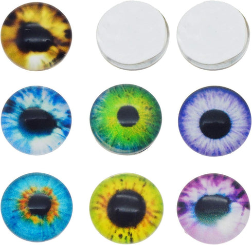 JJG 20PCS 30mm Dragon Eyes Round Glass Cabochon Flatback Jewelry Findings Animals Eyes Doll Eye Dome Cameo Pendant Settings In Pairs...