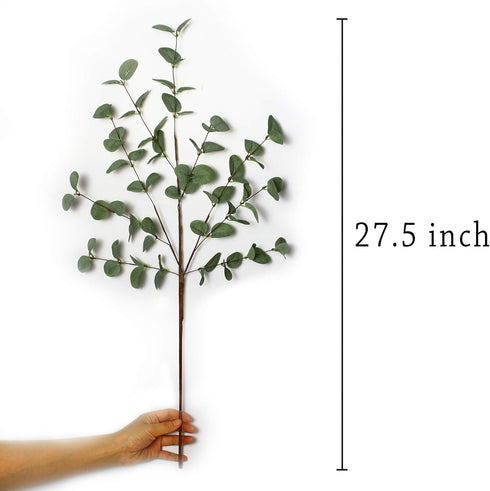 6 Pcs 27'' Eucalyptus Stems Greenery Stems Eucalyptus Leaf Spray in Green Silk Plastic Plants Floral Artificial Plants for Home Party Wedding Deco...