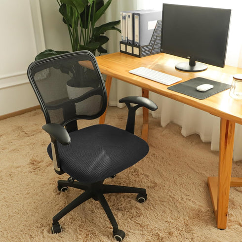 FORCHEER Black Office Chair Seat Cover Water-Resistant 18inch Stretch Jacquard Computer Chair Seat Cushion Slipcover 1 Piece Washable...