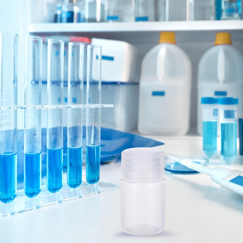 PATIKIL 24 Pcs 30ml Reagent Bottles, PP Wide Mouth Round Bottles with Screw Cap for Lab Water Reagent Liquids Solid Sample Storage Seal, Transpare...