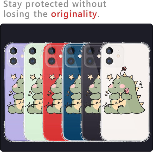 JOYLAND Clear Couple Case for iPhone 13 Green Dinosaur Cute Matching Phone Case for Girls&Women Full Protective Anti-Scratch TPU Soft Bumper Cover...