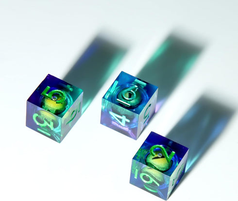 YEMEKO 3Pcs D6 Dargon Eye Liquid Core DND Dice Set with Resin Sharp Edge, 6 Sided Dice 16mm Handmade Polyhedral D&D Dice for Dungeons and Dragons,...