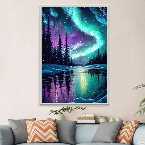 DIYCYCY Aurora Landscape Diamond Art Kits for Adults,DIY 5D Diamond Painting Kits for Beginners,Round Full Drill Diamond Dots Paintings Picture Ge...