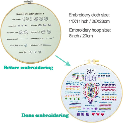 SONGHEARR 3 Sets Embroidery Kits for Beginners - Beginners Embroidery Stitch Practice Kits - Embroidery Starter Kits Craft Kits - Birthday Gifts f...