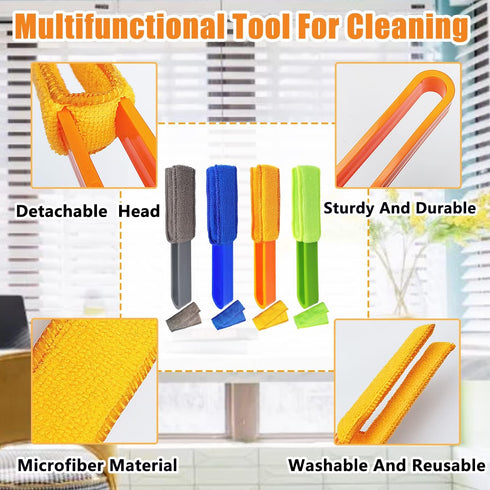 4 Pack Blinds Duster, Window Blinds Cleaner Duster Brush with 4 Microfiber Sleeves, Blinds Cleaning Tools for Window Blinds, Air Conditioner Vents...