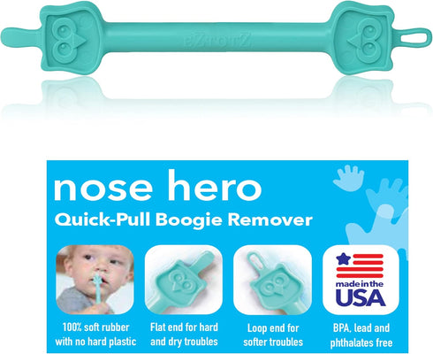 Nose Hero - Baby Nose and Ear Cleaner Tool - Made in USA 100% Soft Flexible Rubber Infant Booger Picker - Essential Baby Care Products - Nasal Boo...