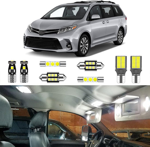 16PCS Super Bright White LED Interior Light Kit Package for Toyota Sienna 2011 2012 2013 2014 2015 2016 2017 2018 2019 2020 2021 + License Plate L...