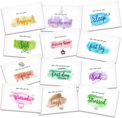 Colorful Open When Envelopes for University College Student, Leaving Home Daughter Son Gifts, Boyfriend or Girlfriend College Care Package, Long D...