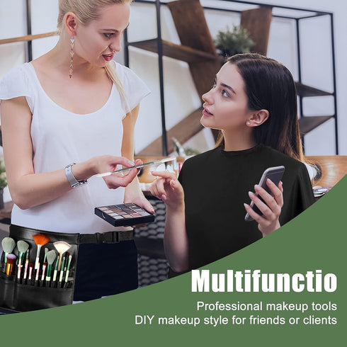 4 Pieces Makeup Artist Tools Include Professional Cosmetic Makeup Brush Bag with Artist Belt Strap, Hand Makeup Mixing Tray Clear Cosmetic Foundat...