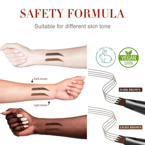 Eyebrow Pencil Dark Brown, Waterproof Microblade Eyebrow Pen 4 Fork Tip Pencil,Smudge Proof Brow Pen Long Lasting Lift & Snatch Liquid Brow Eyebro...