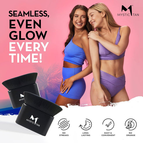 Mystic Tan Blending Kabuki Brush for Liquid Foundation, Self Tanner, Skincare, Black - Comfortable, Soft Makeup Brushes with Vegan Fibers for Flaw...