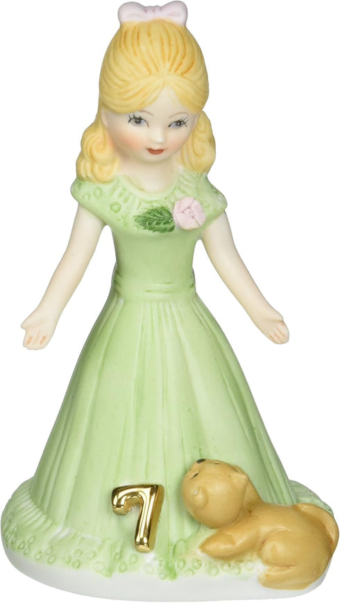 Enesco Growing Up Girls “Blonde Age 7” Porcelain Figurine, 4.5”, Golden,green,pink...