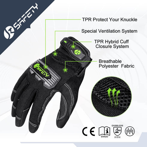 JKSafety High Performance Utility Work Gloves, all Purposes Mechanical Gloves, Guantes de Trabajo, for men and women, safety utility for works (G2...