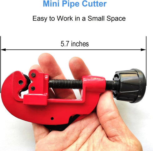 Pipe Cutter Tool, Professional Copper Pipe Cutter Kit with 2Pcs Spare Blade, Quick and Clean Cuts, 1/8 to 1-1/4 Mini Tubing Cutter for Aluminum, C...