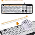 104 Keys Low Vision Elderly Keyboard, Large Font Print USB Wired Keyboard QWERTY Layout Old People Keyboard with White Large Print Keys Oversize L...