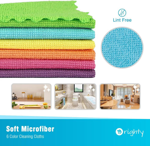 Orighty Microfiber Cleaning Cloths, Pack of 24, Highly Absorbent Cleaning Supplies, Lint Free Cloths for Multiple-use, Powerful Dust Removal Clean...