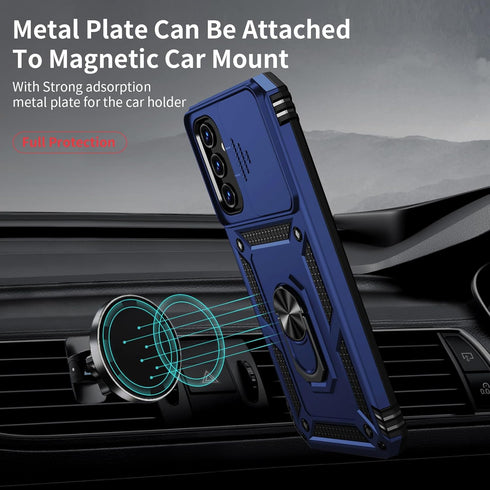 for Samsung Galaxy A35 5G Case with Camera Lens Cover, HD Screen Protector, 10 FT Military Grade Drop Protection, Magnetic Ring Holder Kickstand P...