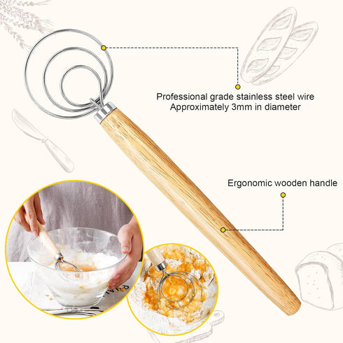 Bread Whisk Set,Bread Making Tools for Kitchen Cooking,Sourdough Scoring Tool,Dough Whisk,Basting Pastry Brush,Dough Scraper,Sourdough Bread Bakin...