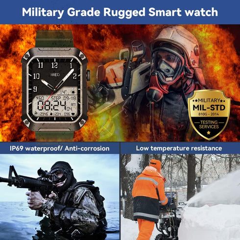 Njord Gear Military Smart Watches for Men Bluetooth Call Rugged Outdoor Sports Smart Watch for Android iOS 5ATM Waterproof Fitness Tracker Smartwa...