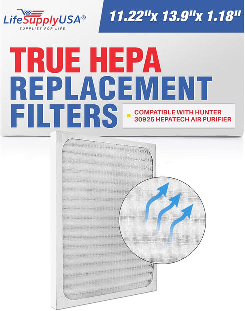 LifeSupplyUSA True HEPA Filter Replacement Compatible with Hunter 30925 HEPAtech Air Purifier...