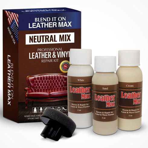 Leather Max Quick Blend Refinish and Repair Kit, Restore Couches, Recolor Furniture & Repair Car Seats, Jackets, Sofa, Boots / 3 Color Shades to B...