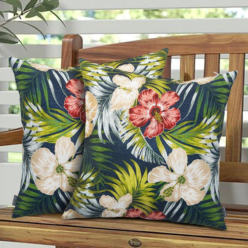 Pack of 2 Outdoor Waterproof Throw Pillow Covers 18 x 18 Inch, Decorative Cushion Sham Pillowcase Shell for Garden Patio Balcony(Midnight Floral)...