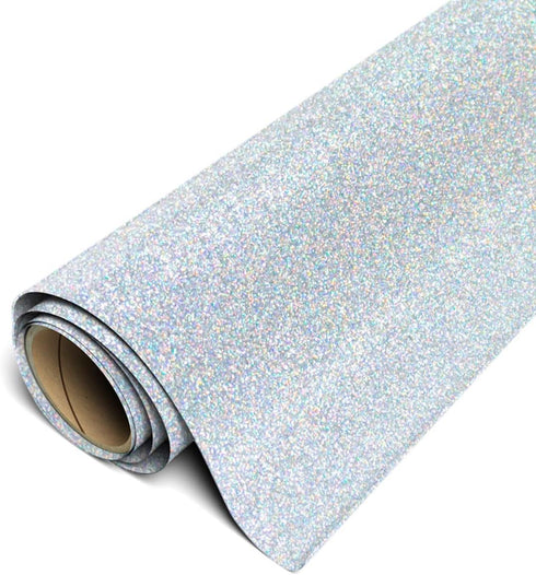 Siser Glitter HTV 11.8"x5ft Roll - Iron on Heat Transfer Vinyl (Silver Confetti)...