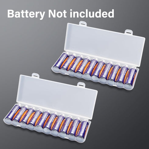 PNGKNYOCN AA Battery Storage Case?Portable Transparent Plastic Battery Case Holds 10 AA batteries for Travelling/Home/Office/Garage?2-pack?...