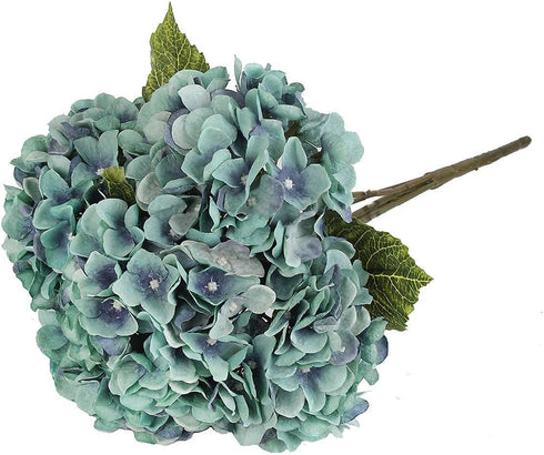 Artificial Flowers Silk Hydrangea Flowers with 5 Heads Fake Flower Bunch Bouquet for Home Wedding Party Decor DIY (Lake Bule?5 Flower Heads)...