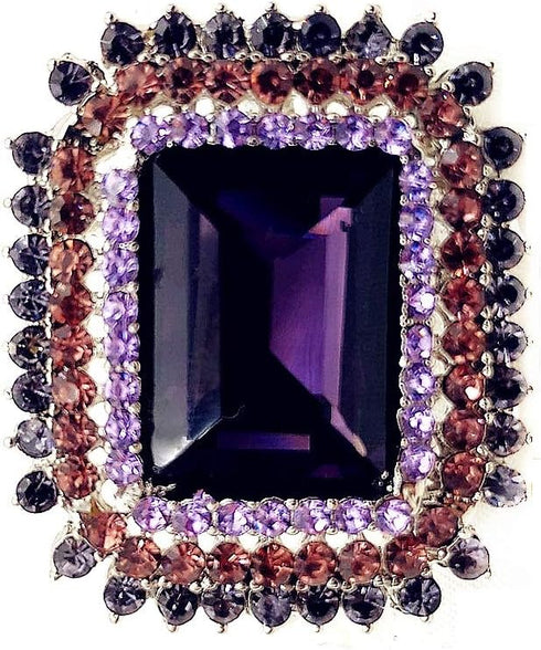 Victorian Vintage Style Embellishment Rectangle Shaped Purple Stone Brooch and Pin Art Deco Jewelry...