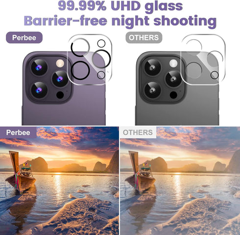 2 Pack Privacy Screen Protector 6.1 Inch Display for iPhone 14 Pro + 2 Pack Camera Lens Protector, Sensor Protection, Dynamic Island Compatible, S...