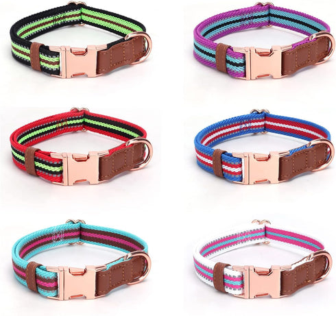 Dog Collar Reflective, Multi-Colored Stripe Dog Collar, Soft Adjustable Dog Collars with Metal Buckle for Small Medium Large Dogs, Perfect Pet Col...