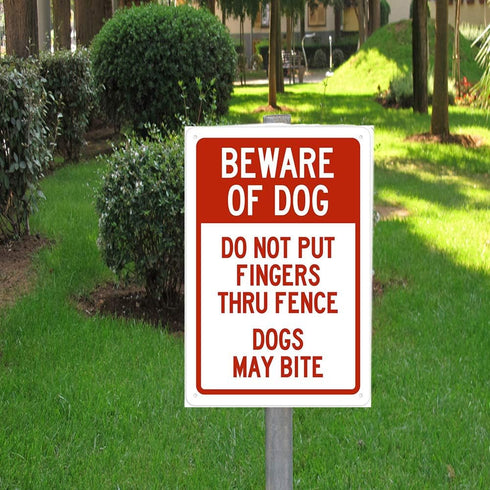 Do Not Put Fingers Thru Fence Dogs May Bite Security Sign Outdoors yard Signs Safety Warning Sign Wall Decorative Metal Tin Signs Size 8 X 12 Inch...