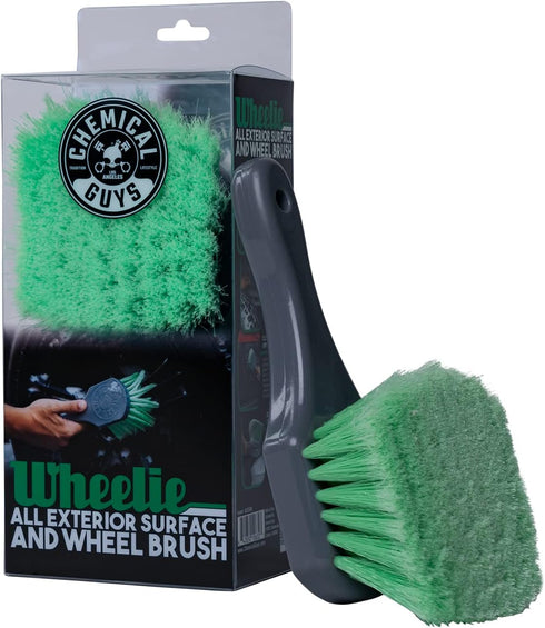 Chemical Guys ACCG08 Wheelie All Exterior Surface and Wheel Brush (Safe for Cars, Trucks, SUVs, RVs, Motorcycles, & More) Green...