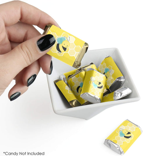 Big Dot of Happiness Honey Bee - Mini Candy Bar Wrapper Stickers - Baby Shower or Birthday Party Small Favors - 40 Count...