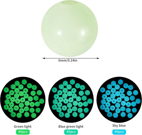 120 Pieces Quartz Pearl Balls Luminous Solar Stone Beads Grow in The Dark 6 mm Quartz Balls Beads UV Reactive Glowing Pearls for Jewelry Making De...