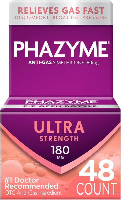 Phazyme Ultra Strength Gas & Bloating Relief, Works in Minutes, 48 Fast Gels...