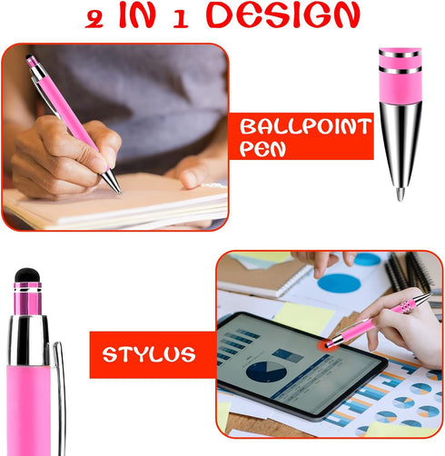 Cobee Stylus Tip Ballpoint Pens, 6 Pieces 1.0mm Retractable Ball Point Pen Medium Point Smooth Writing Pen Black Ink Metal Pen Stylus Nice Pen for...