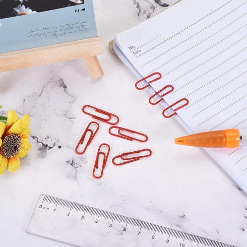 MECCANIXITY Paper Clips Small Size 1.1 Inch Vinyl Coated to Prevent Tearing Pages with Box for Organize Office Home Red Count 600...